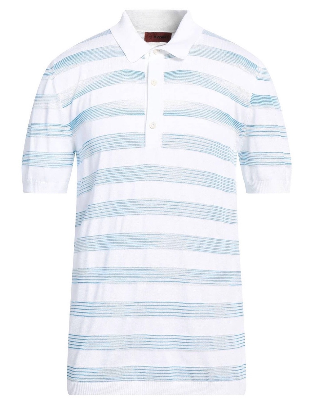 Missoni White Polo with Light Blue Stripes